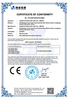 CE Certificate of Electric Locks