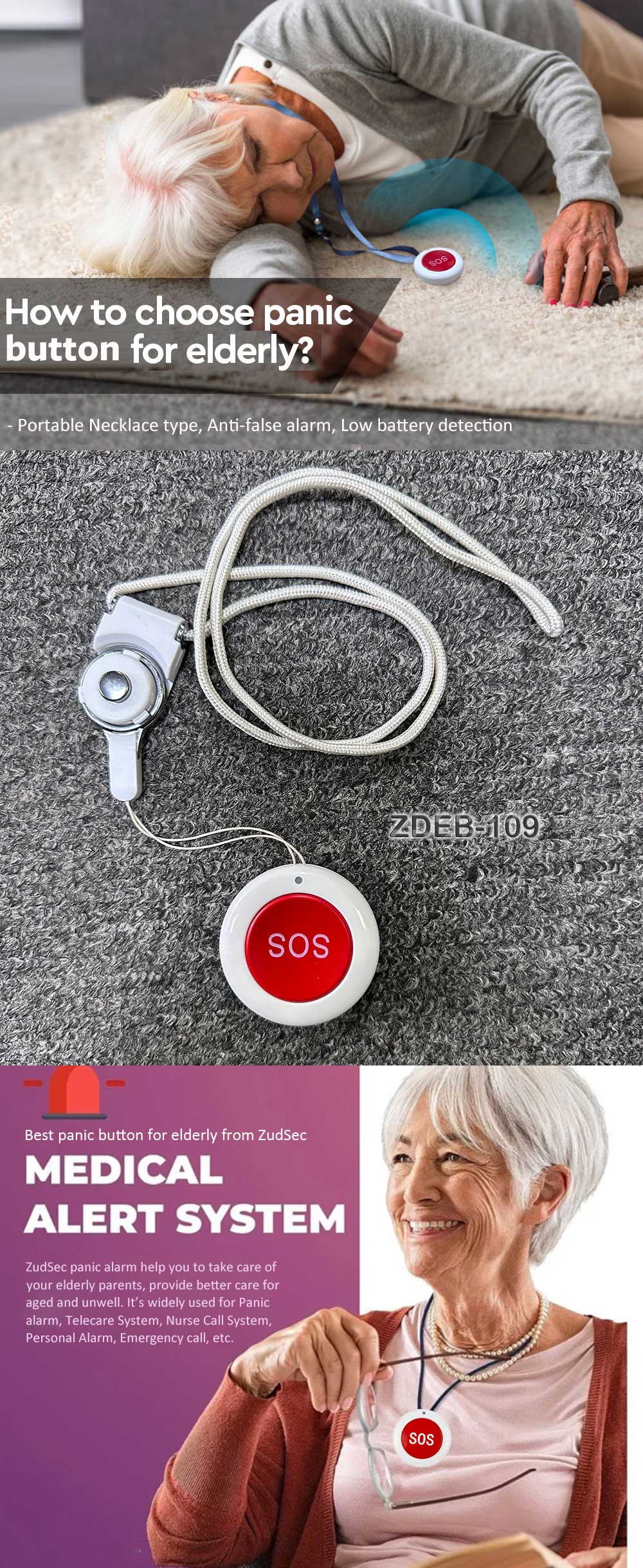 Wireless Necklace Emergency Panic Button -Portable Type(图1)